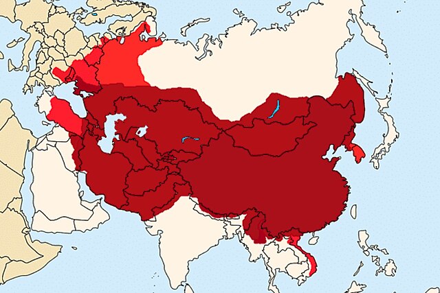 13世紀のモンゴル帝国の最大勢力図