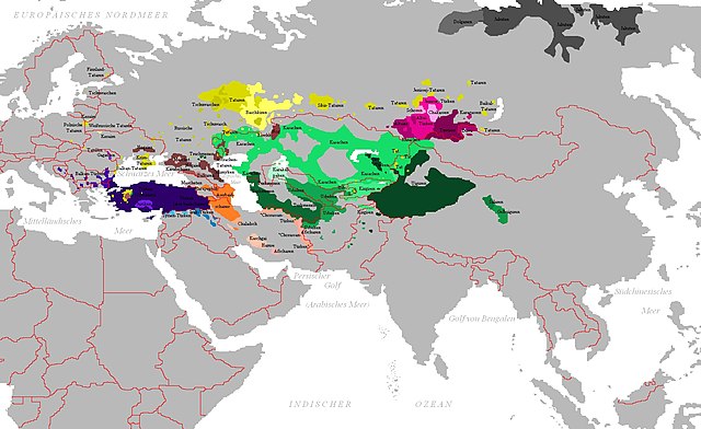 チュルク系民族の分布図