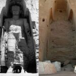 破壊前後のバーミヤンの大仏の比較