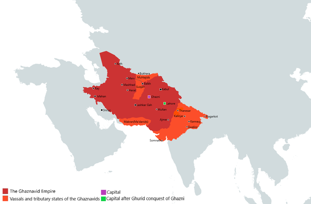 Xerxes931, The Ghaznavid Empire at its maximum extent, CC BY-SA 4.0